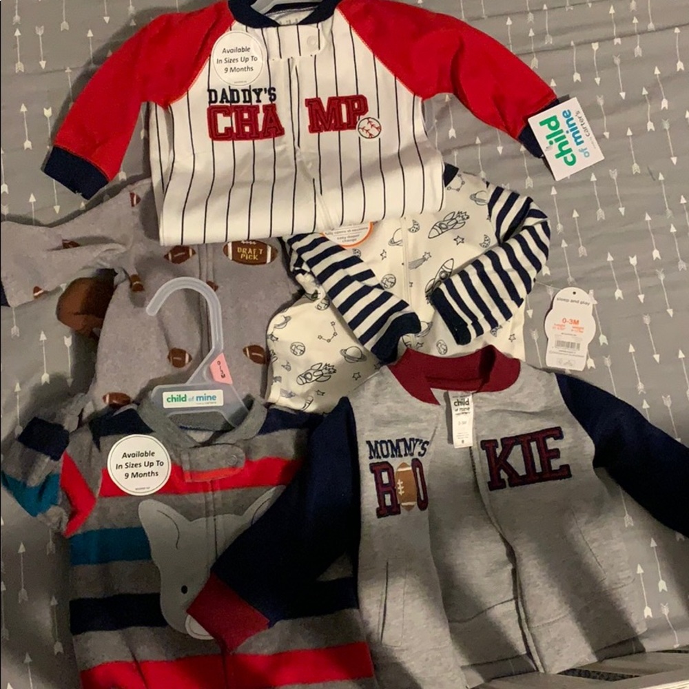 Mixed lot baby boy sleepers clothes 0-3mo NWT